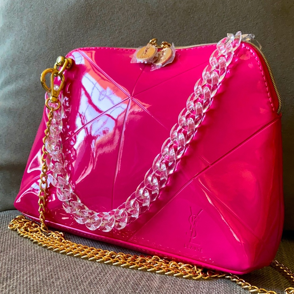 YSL pink pouch with 2 straps NEW